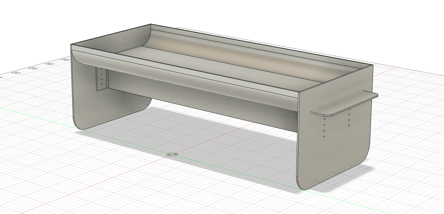 Assembled aluminum bench CAD study